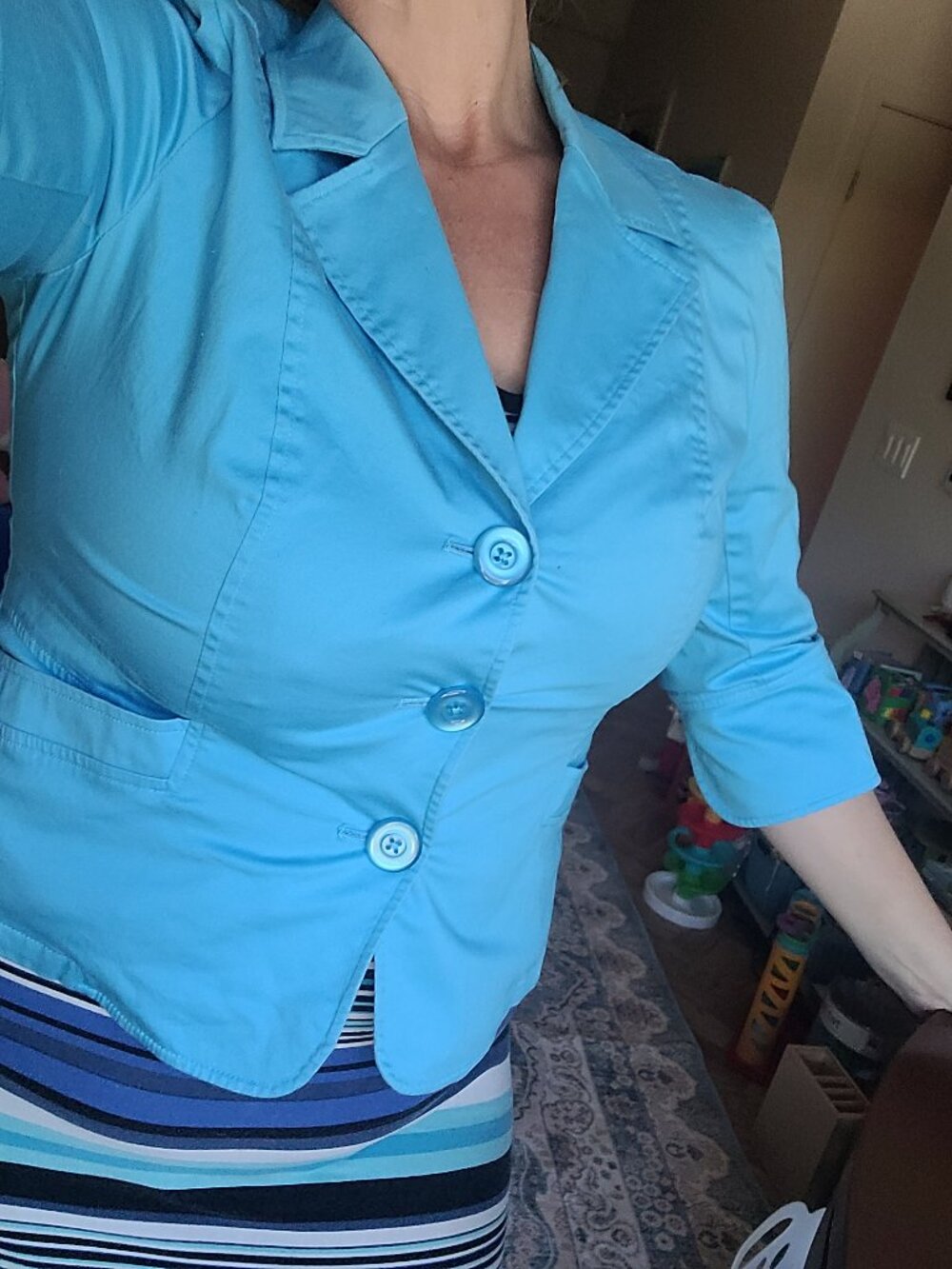 TRIBAL Stretch Blazer – Tropical Blue – Size 10